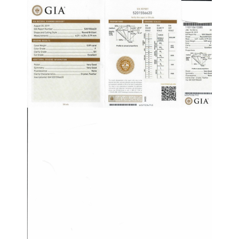 0.89 Carat Round Loose Diamond, F, SI1, Ideal, GIA Certified | Thumbnail