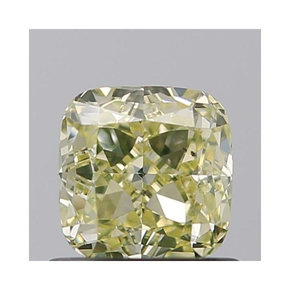 0.74 Carat Cushion Loose Diamond, fancy light green yellow, SI1, Ideal, GIA Certified