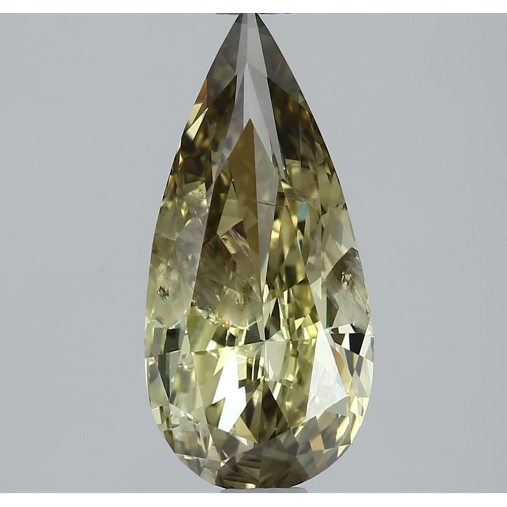 0.83 Carat Pear Loose Diamond, Fancy Gray-Greenish Yellow, I1, Very Good, GIA Certified | Thumbnail