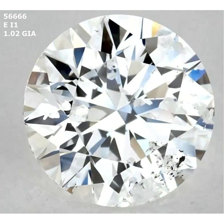 1.02 Carat Round Loose Diamond, E, I1, Super Ideal, GIA Certified