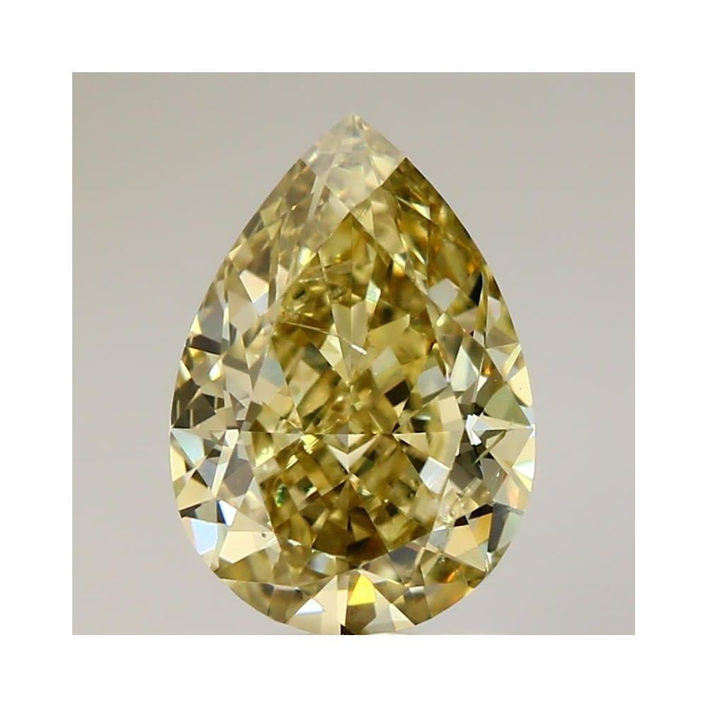 1.42 Carat Pear Loose Diamond, Fancy Brownish Greenish Yellow, SI2, Ideal, GIA Certified | Thumbnail