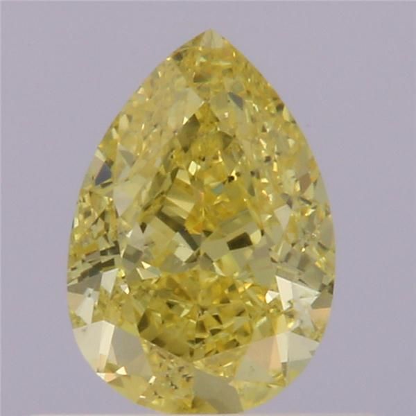 0.52 Carat Pear Loose Diamond, Fancy Intense Yellow, I1, Excellent, GIA Certified