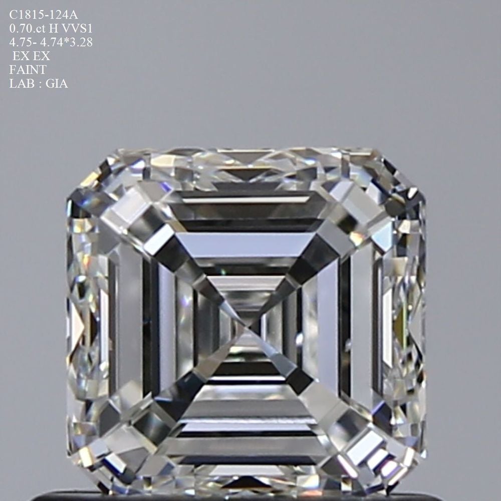 0.70 Carat Asscher Loose Diamond, H, VVS1, Ideal, GIA Certified | Thumbnail