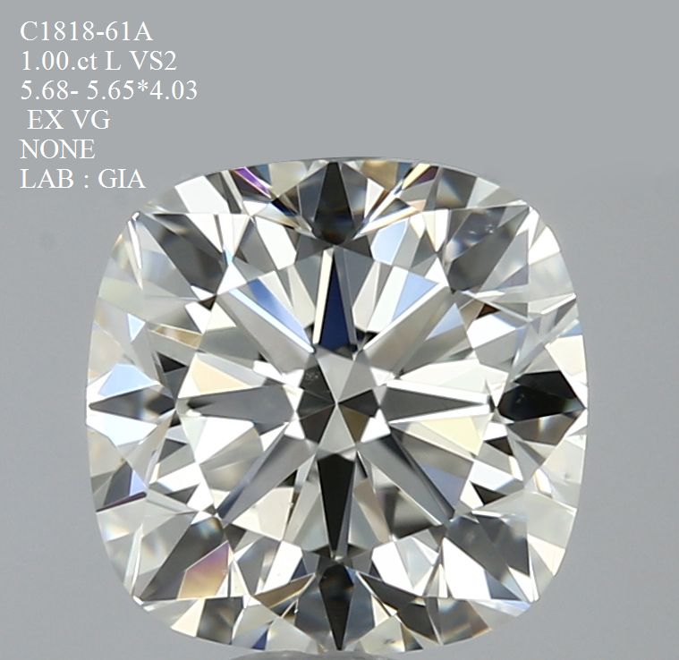 1.00 Carat Cushion Loose Diamond, L, VS2, Excellent, GIA Certified