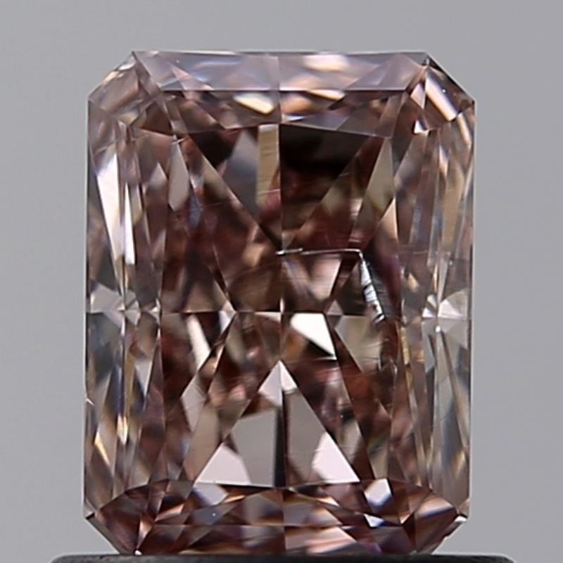 0.81 Carat Radiant Loose Diamond, fancy pink brown natural even, SI2, Excellent, GIA Certified