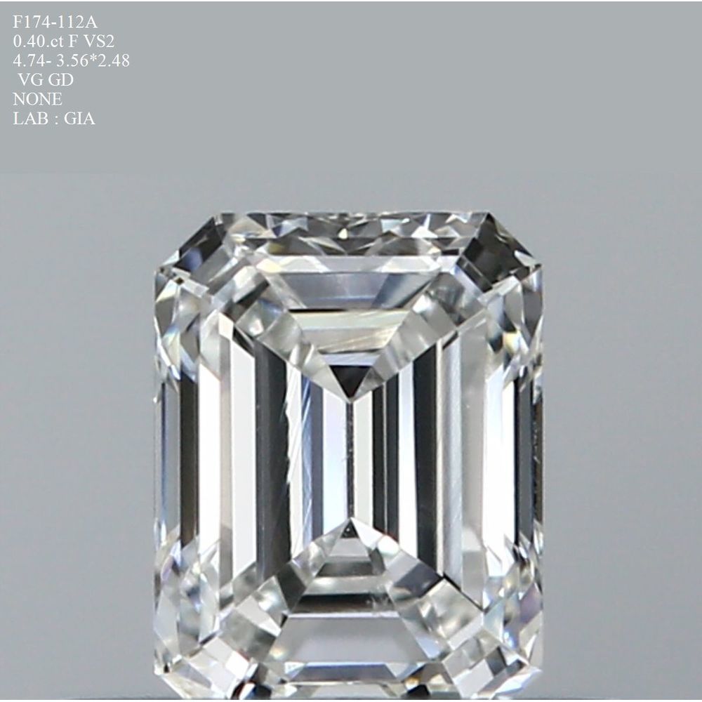 0.40 Carat Emerald Loose Diamond, F, VS2, Excellent, GIA Certified | Thumbnail