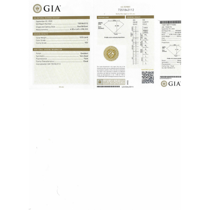 0.53 Carat Oval Loose Diamond, I, VS2, Super Ideal, GIA Certified | Thumbnail
