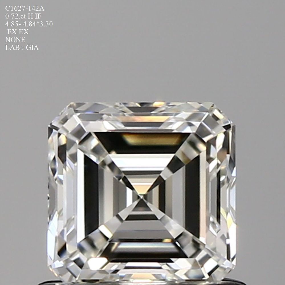 0.72 Carat Asscher Loose Diamond, H, IF, Super Ideal, GIA Certified