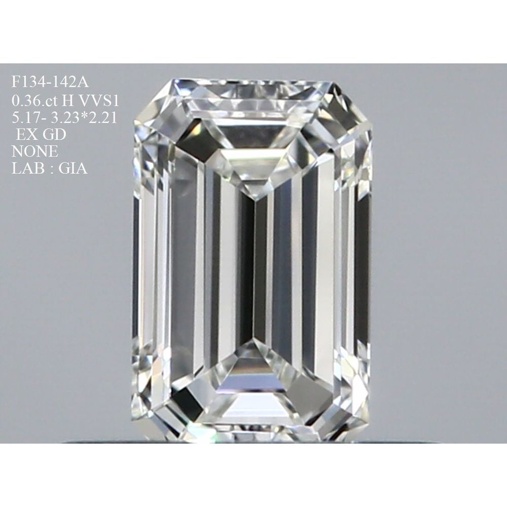0.36 Carat Emerald Loose Diamond, H, VVS1, Ideal, GIA Certified | Thumbnail