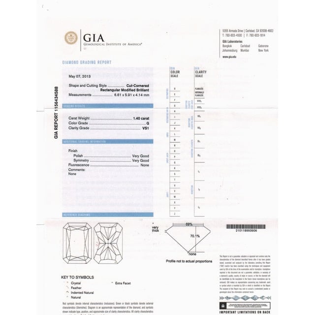 1.40 Carat Radiant Loose Diamond, G, VS1, Ideal, GIA Certified | Thumbnail