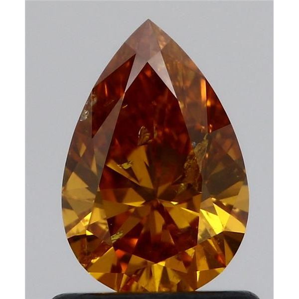 0.74 Carat Pear Loose Diamond, Fancy Deep Yellowish Orange, I2, Ideal, GIA Certified