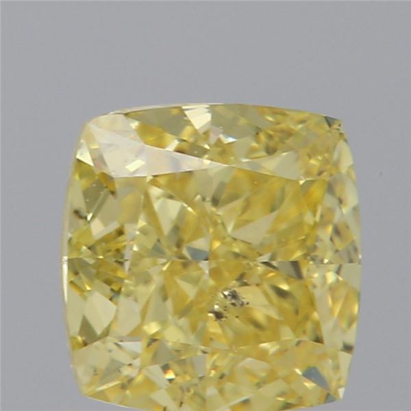 0.51 Carat Cushion Loose Diamond, Fancy Vivid Yellow, SI2, Excellent, GIA Certified