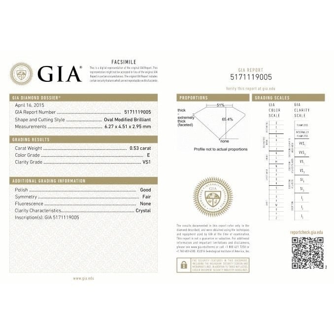 0.53 Carat Oval Loose Diamond, E, VS1, Good, GIA Certified | Thumbnail