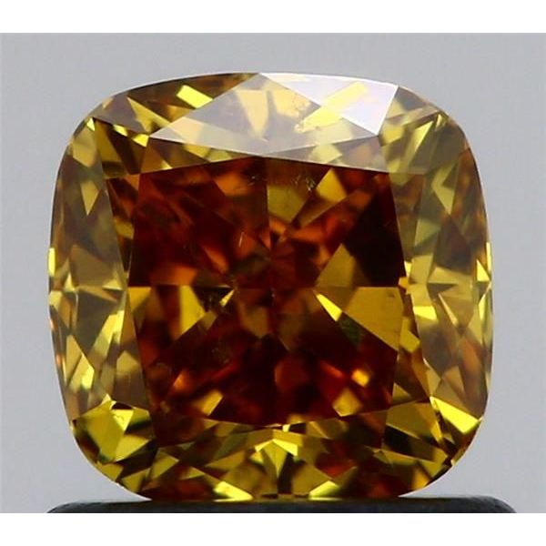 0.91 Carat Cushion Loose Diamond, Fancy Deep Brownish Yellow, SI2, Excellent, GIA Certified | Thumbnail