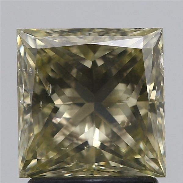 1.68 Carat Princess Loose Diamond, Fancy Brownish Greenish Yellow, I1, Very Good, GIA Certified | Thumbnail