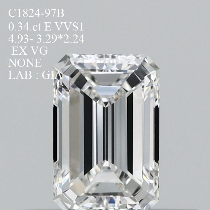 0.34 Carat Emerald Loose Diamond, E, VVS1, Ideal, GIA Certified | Thumbnail