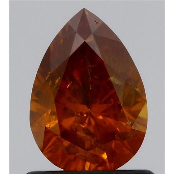 0.81 Carat Pear Loose Diamond, Fancy Deep Brownish Yellowish Orange, I2, Excellent, GIA Certified | Thumbnail
