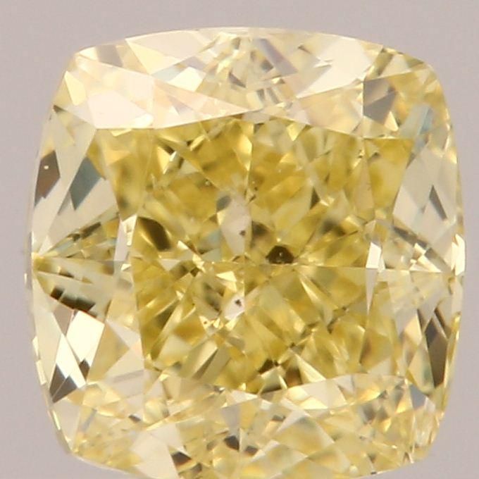 0.61 Carat Cushion Loose Diamond, Fancy Yellow, SI1, Excellent, GIA Certified | Thumbnail